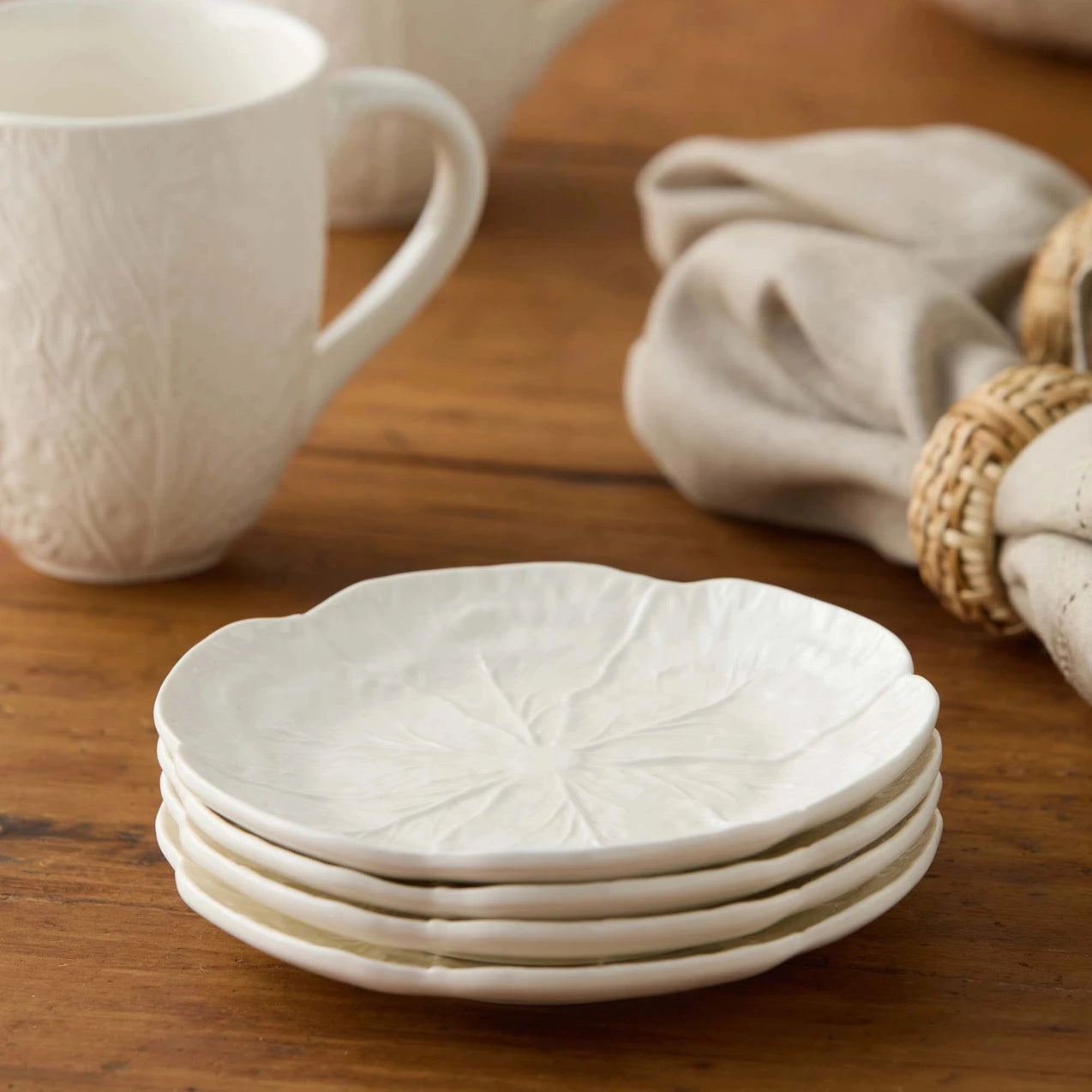 Cabbage Canape Plate - White - Set of 2 Kitchen 