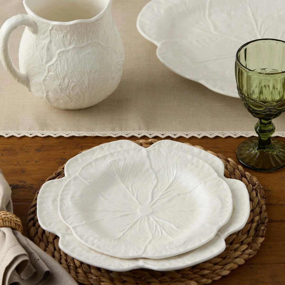 Cabbage Salad Plate - White - Set of 2 Kitchen 