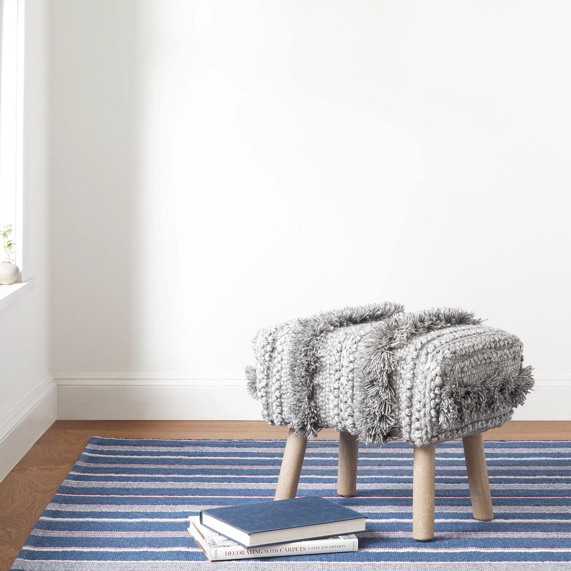 Camden Stripe Denim Handwoven Cotton Rug Rugs 