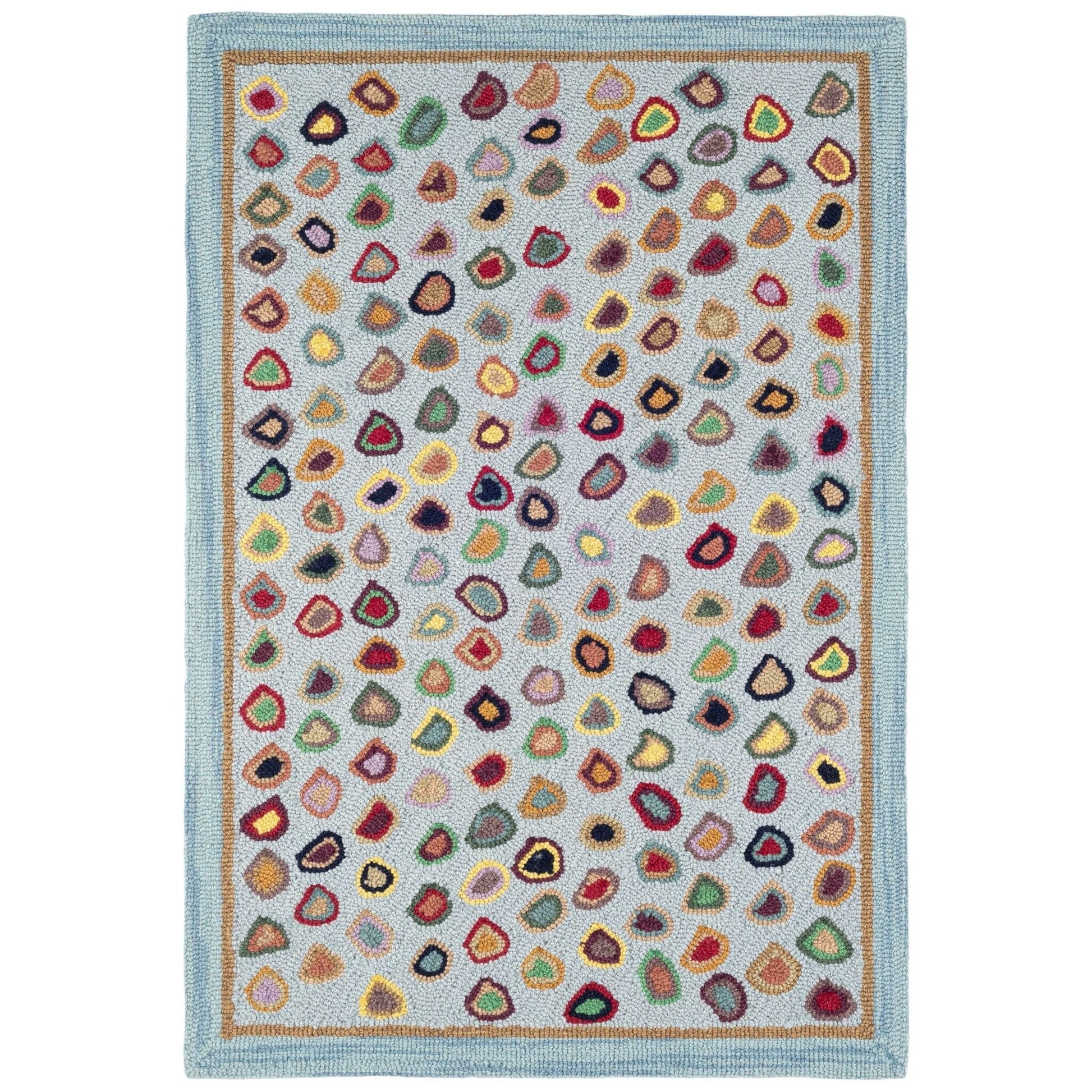 Cat's Paw Blue Hand Micro Hooked Wool Rug Rugs 