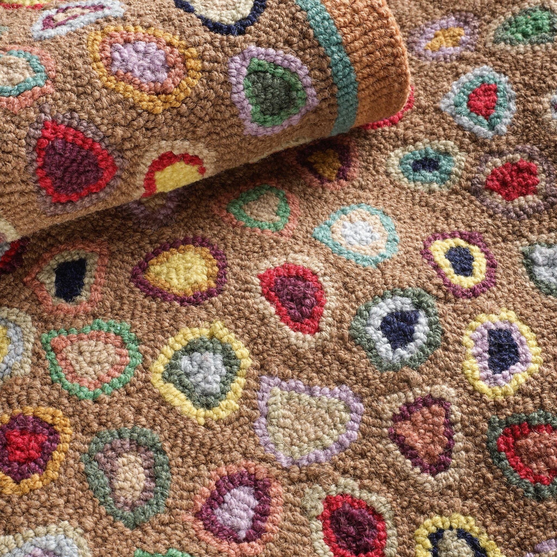 Cat's Paw Brown Hand Micro Hooked Wool Rug Rugs 