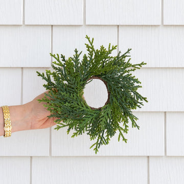 Cedar Taper Candle Ring Greenery 