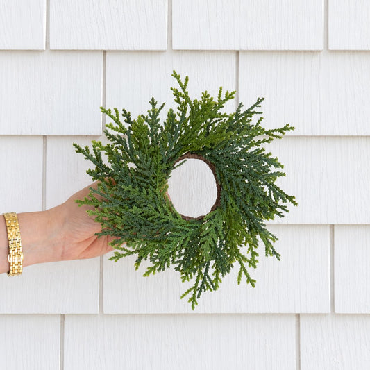 Cedar Taper Candle Ring Greenery 