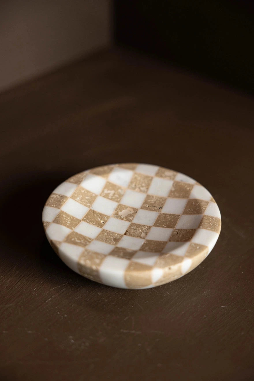 Checkered Marble Soap Dish Marble Accessories 