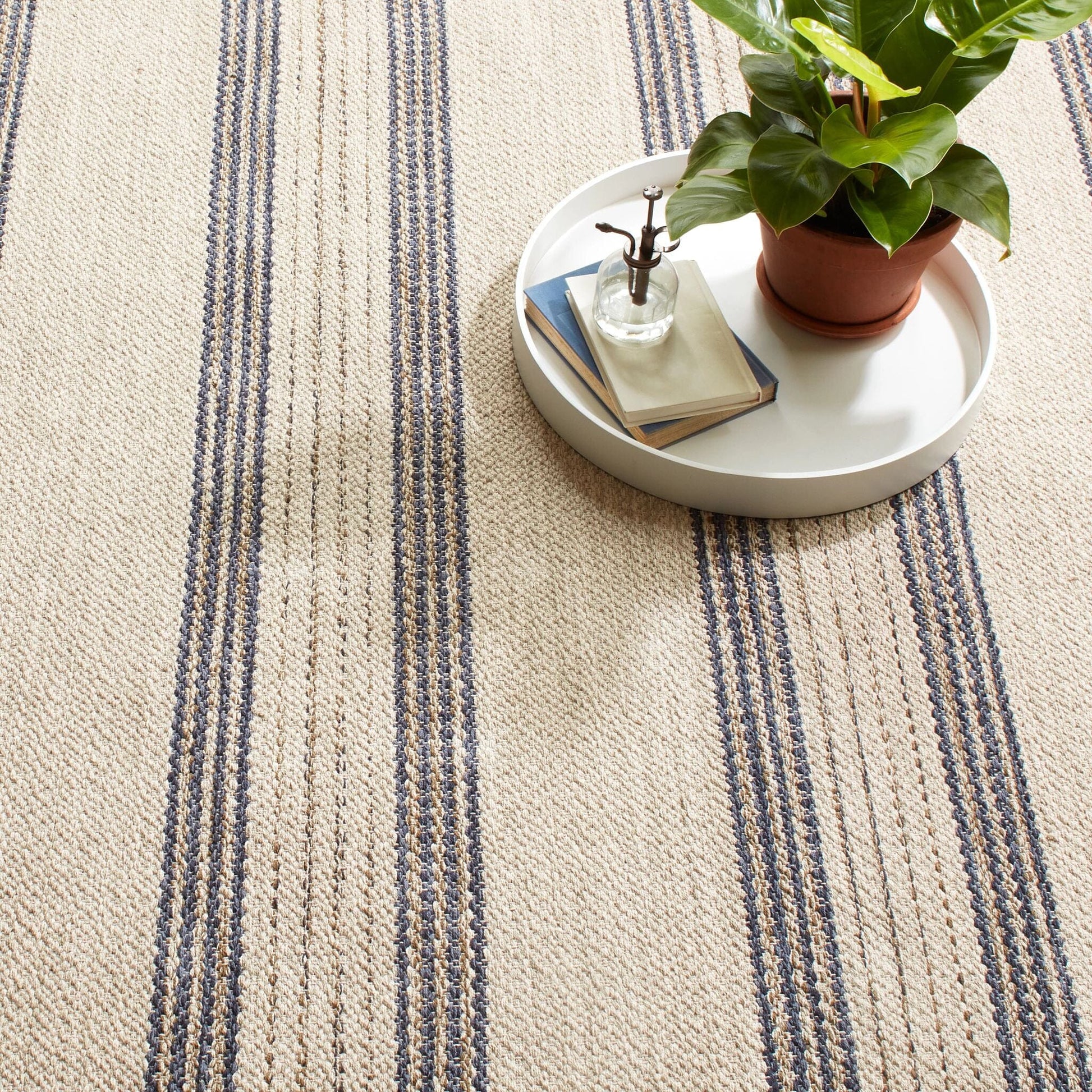Cielo Stripe Navy Handwoven Cotton Rug Rugs 