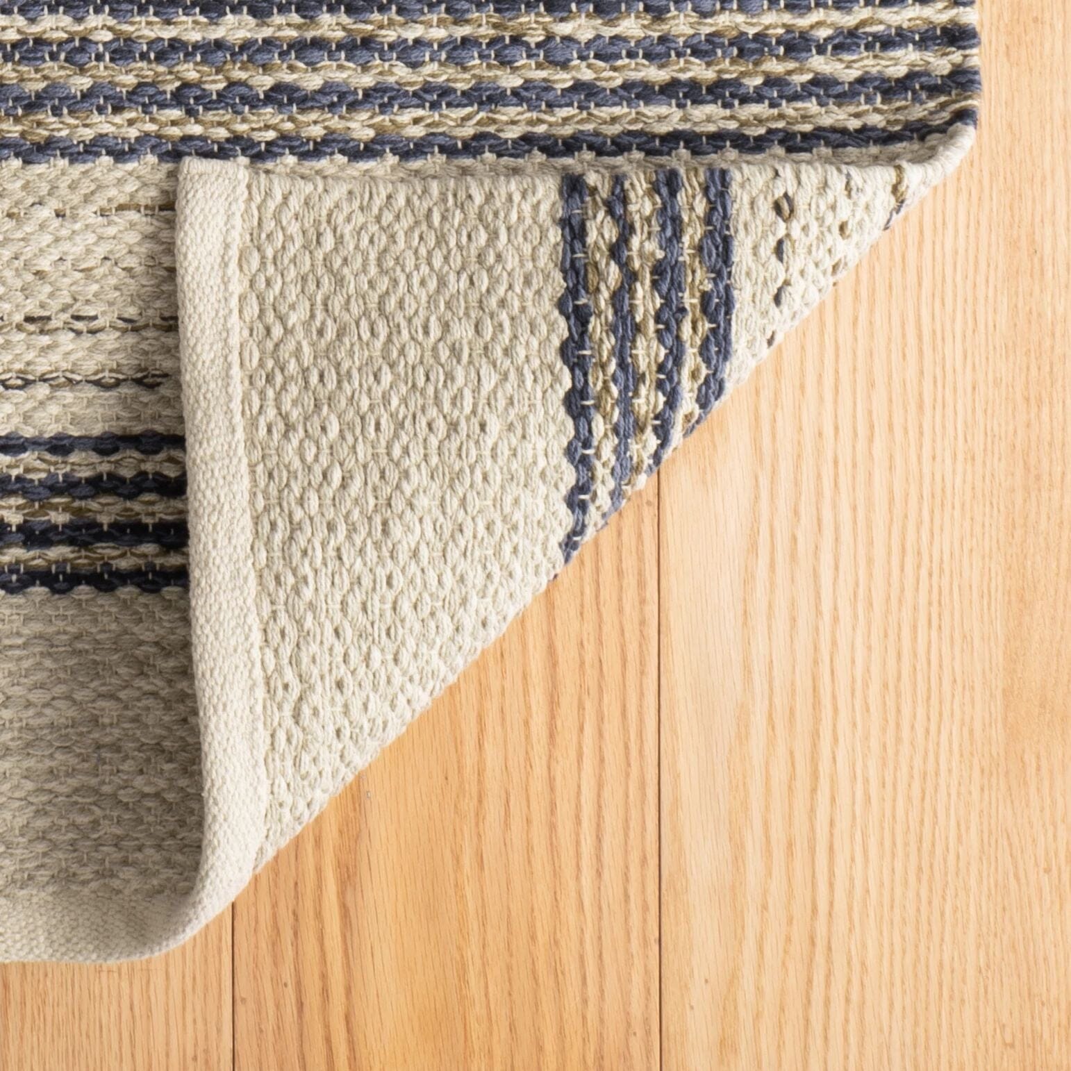 Cielo Stripe Navy Handwoven Cotton Rug Rugs 