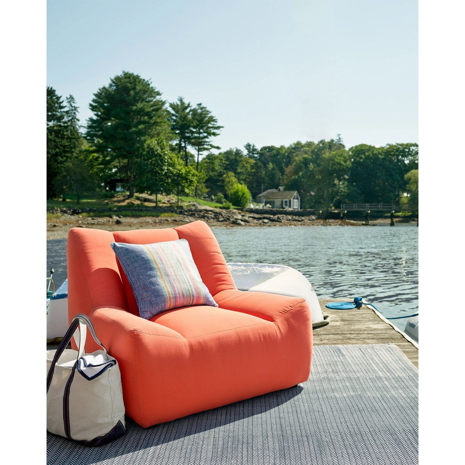 Clover Stripe Navy Decorative Indoor/Outdoor Pillow Indoor/Outdoor Pillow 
