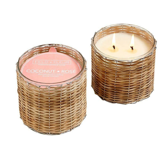 Coconut Rose 2 Wick Handwoven Candle 
