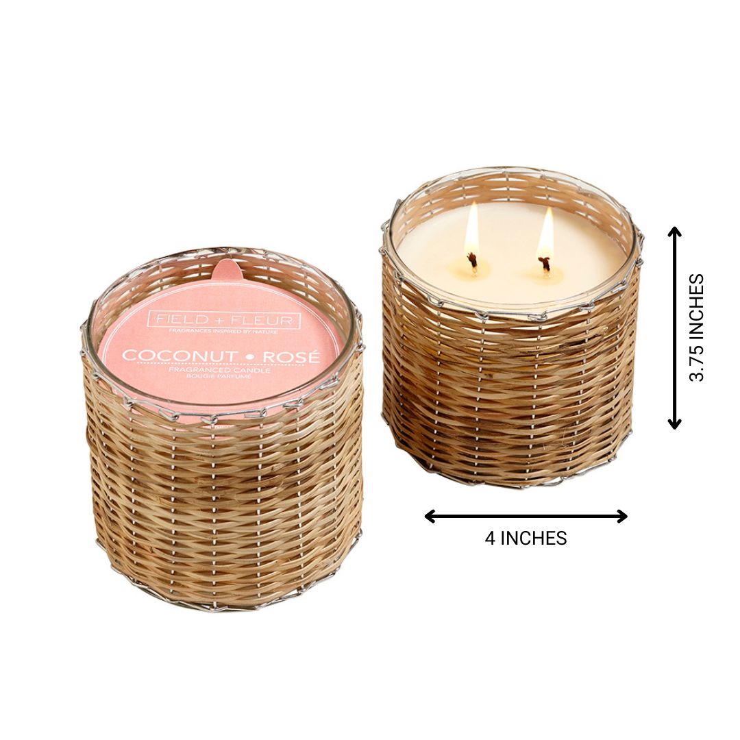Coconut Rose 2 Wick Handwoven Candle 