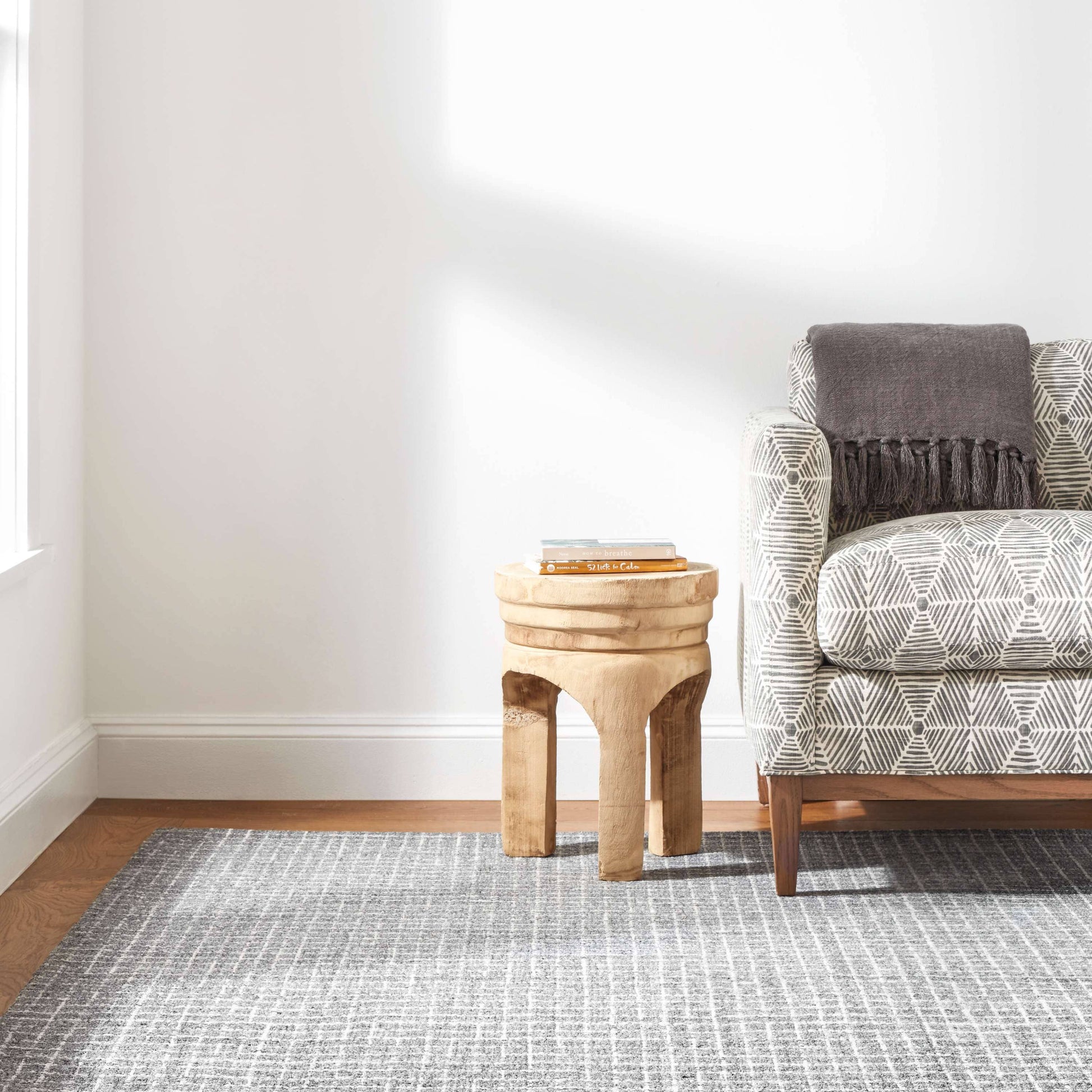 Conall Grey Hand Micro Hooked Wool Rug Rugs 