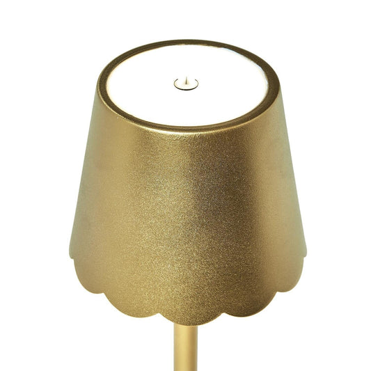 Cordless Scalopped Lamp - Gold Table Lamp 
