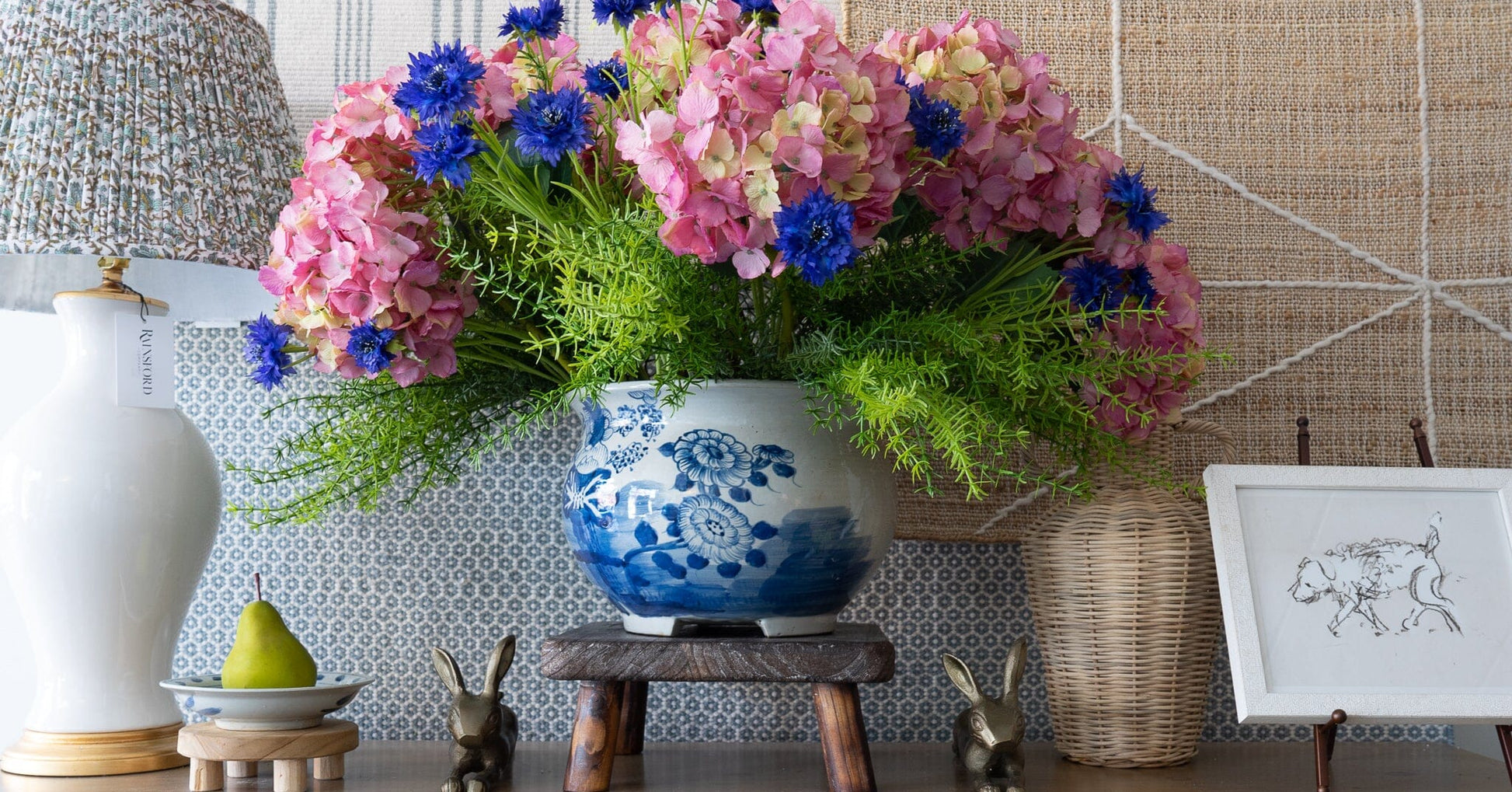 Cornflower Spray - Dark Blue Greenery 