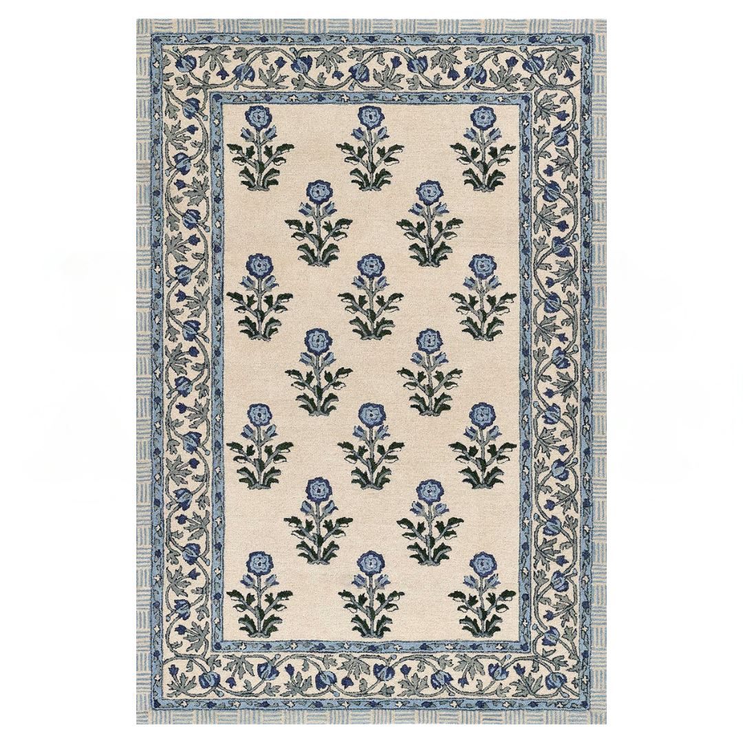 Cotswold - Blue Wool/Nylon Rug Rugs 