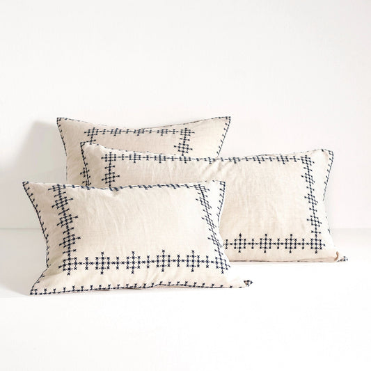 Cross-Stitch Linen Navy Sham Duvet Sham 
