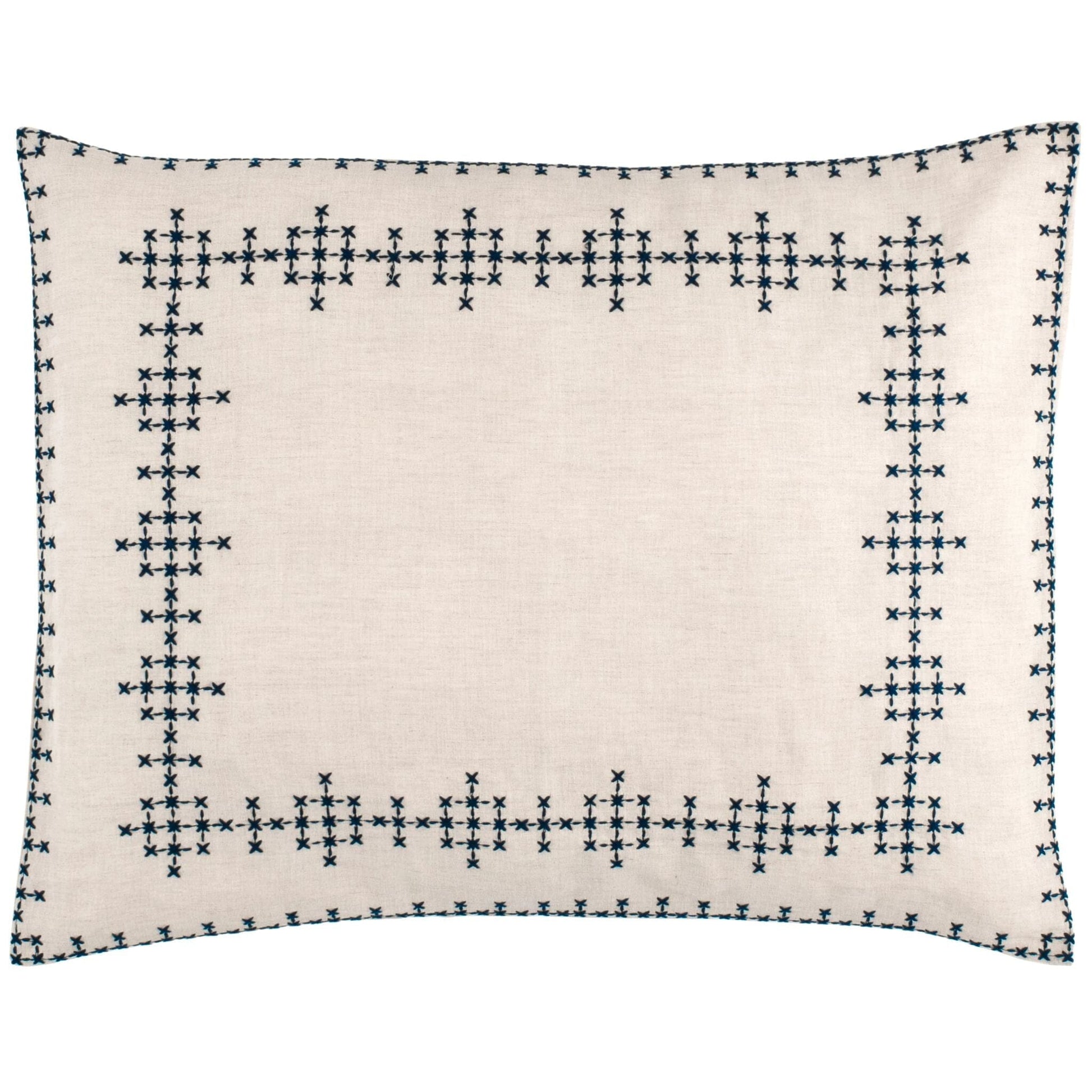 Cross-Stitch Linen Navy Sham Duvet Sham 