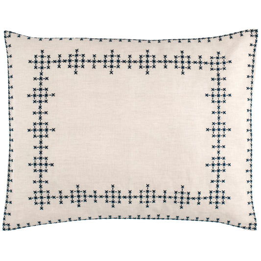 Cross-Stitch Linen Navy Sham Duvet Sham 