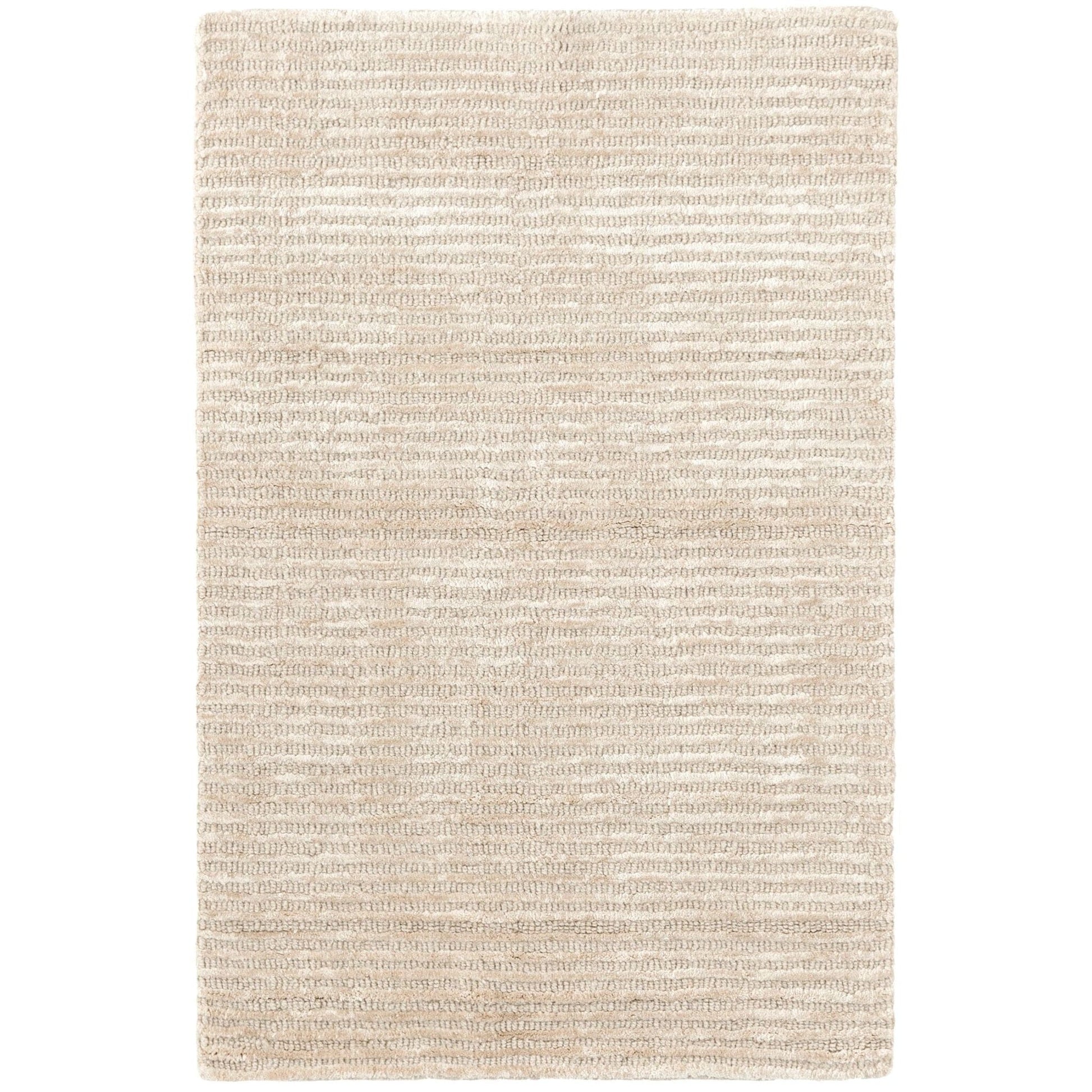 Cut Stripe Ivory Hand Knotted Viscose/Wool Rug Rugs 