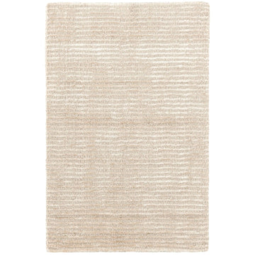 Cut Stripe Ivory Hand Knotted Viscose/Wool Rug Rugs 