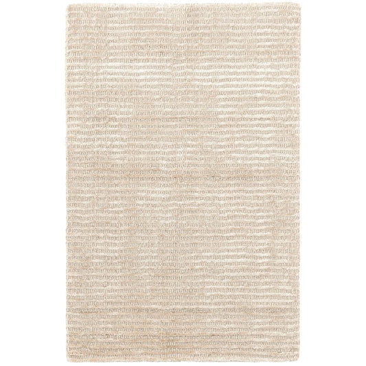 Cut Stripe Ivory Hand Knotted Viscose/Wool Rug Rugs 