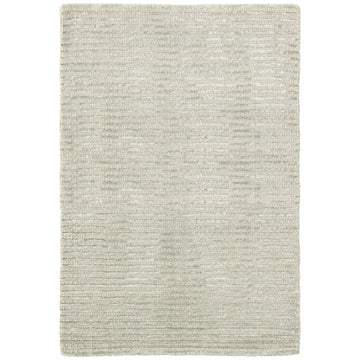 Cut Stripe Ocean Hand Knotted Viscose/Wool Rug Rugs 