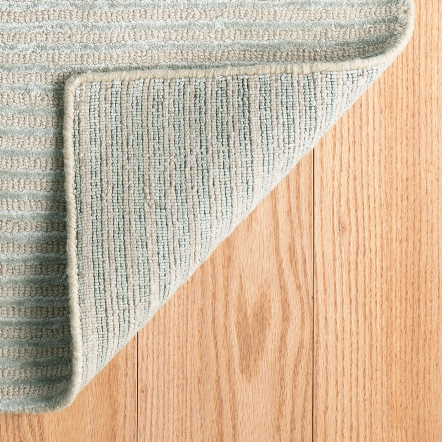 Cut Stripe Ocean Hand Knotted Viscose/Wool Rug Rugs 