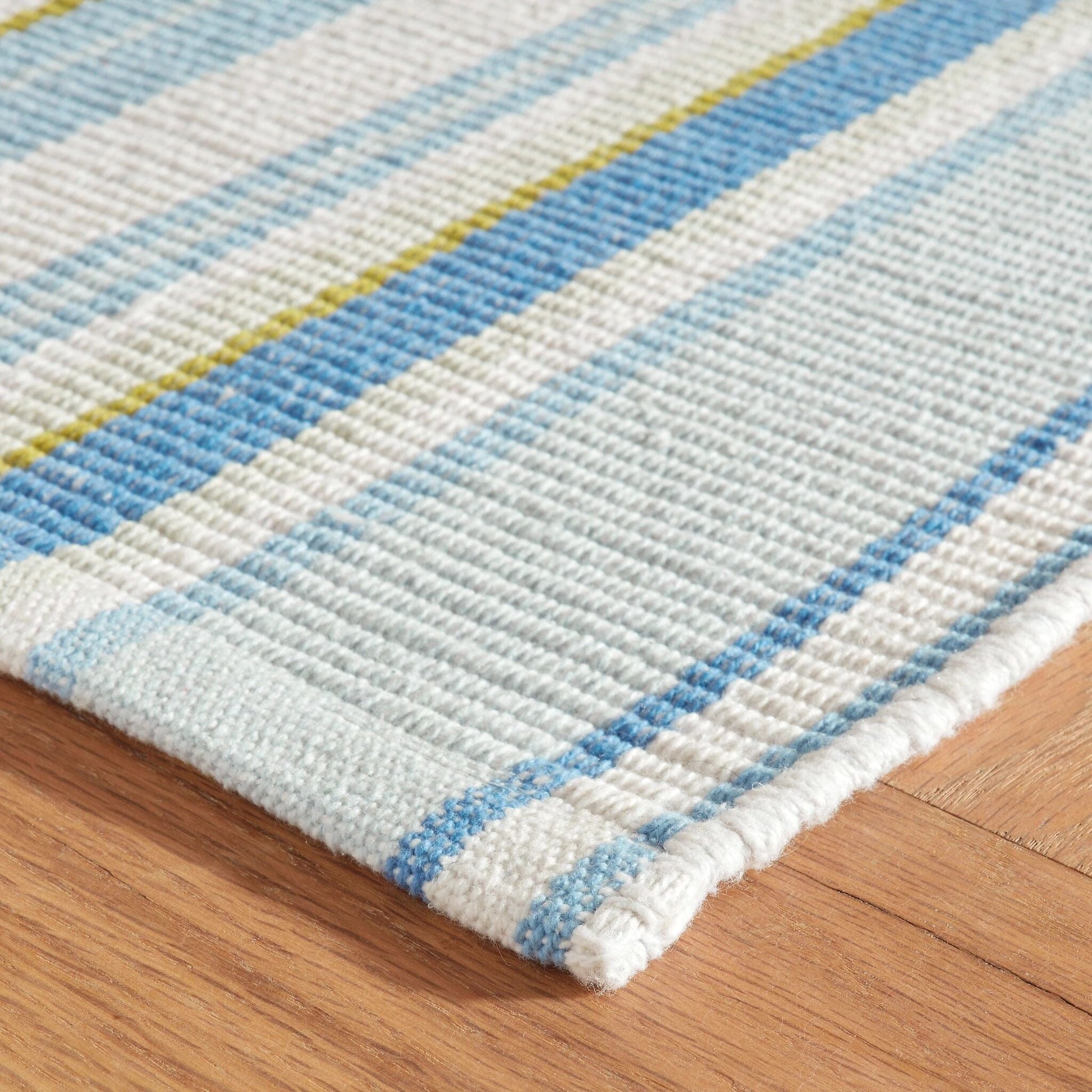 Daphne Stripe French Blue Handwoven Cotton Rug Rugs 