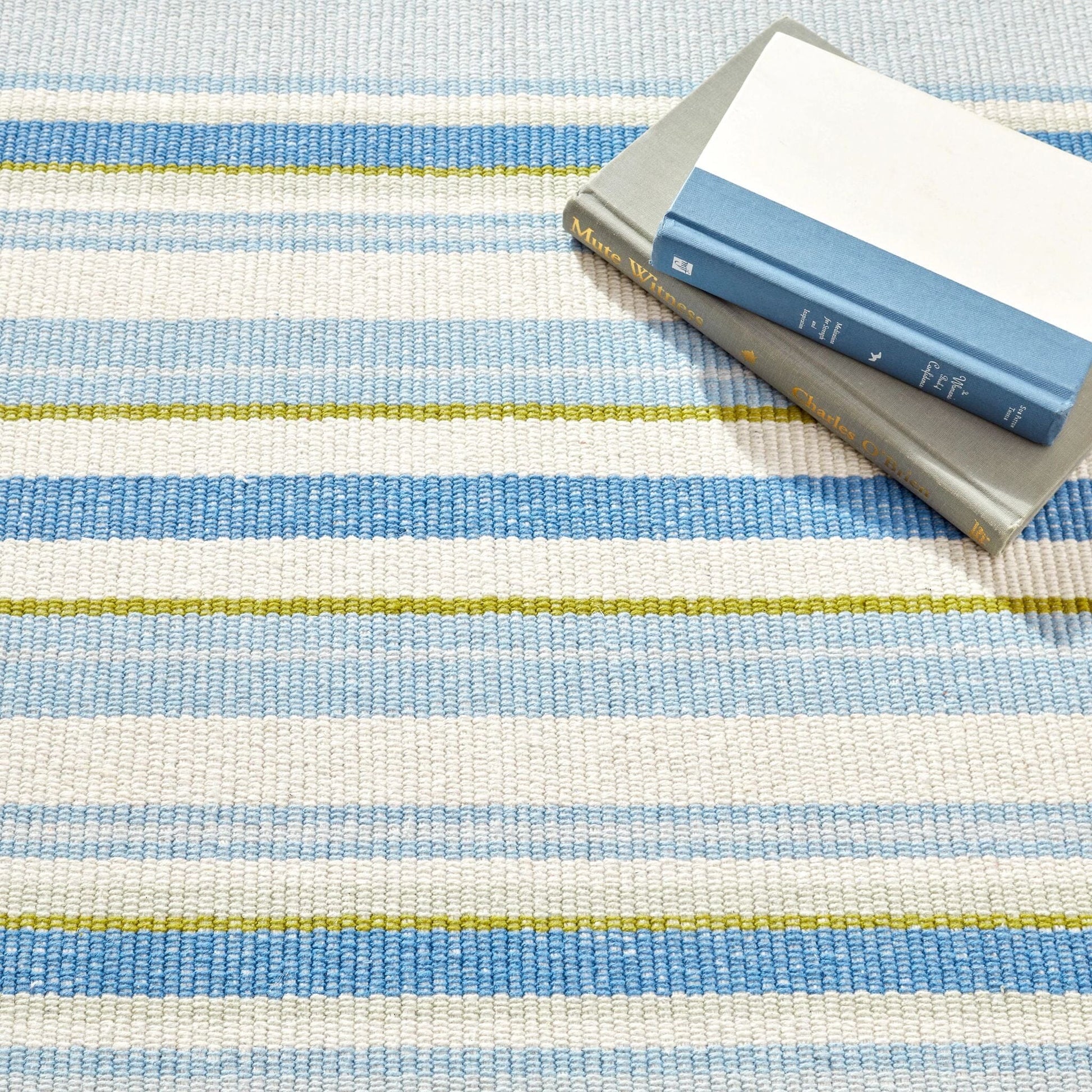 Daphne Stripe French Blue Handwoven Cotton Rug Rugs 