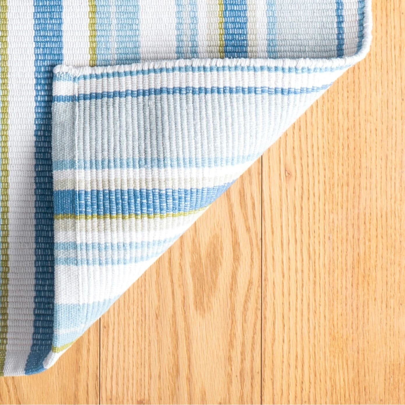 Daphne Stripe French Blue Handwoven Cotton Rug Rugs 