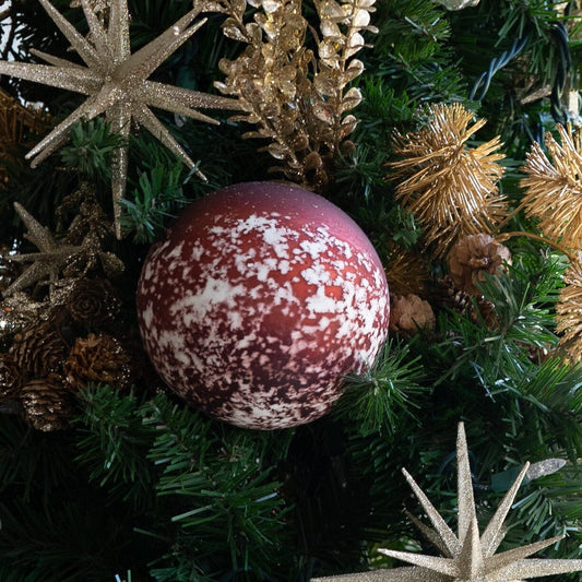 Dark Red and Half White Glass Ornament Objects & Accents 