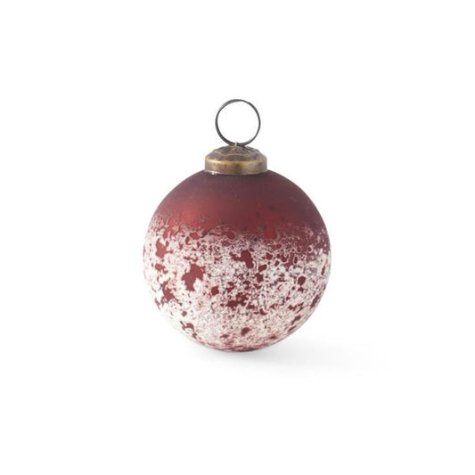 Dark Red and Half White Glass Ornament Objects & Accents 