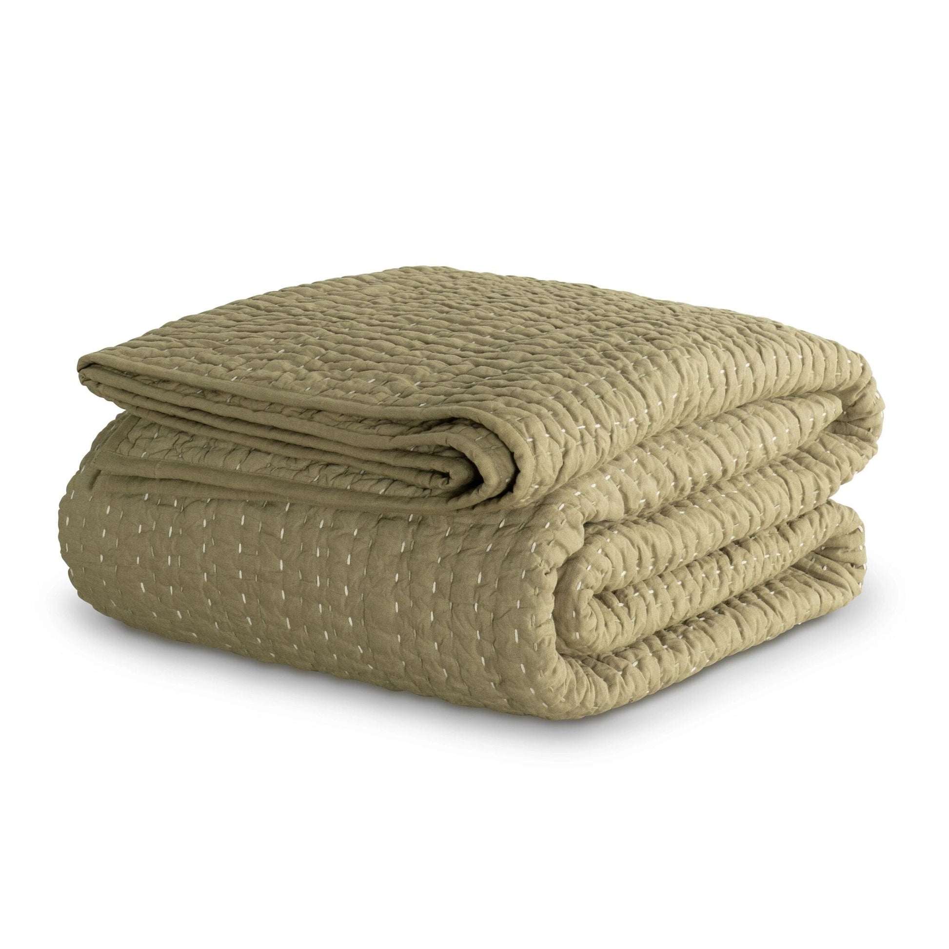 Deepali Kantha Olive Quilt Quilt 