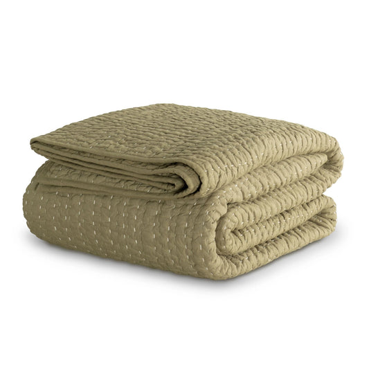 Deepali Kantha Olive Quilt Quilt 