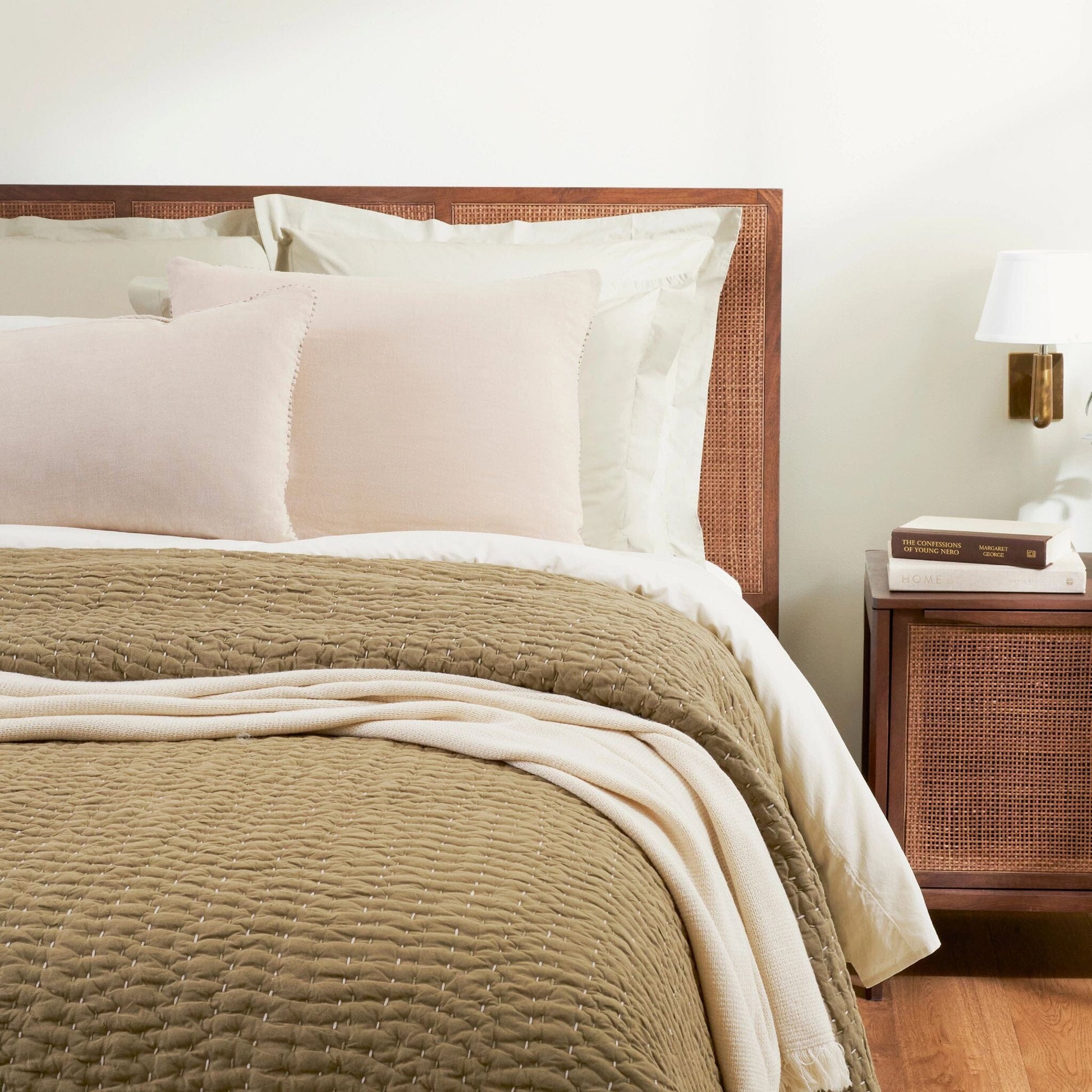 Deepali Kantha Olive Quilt Quilt 