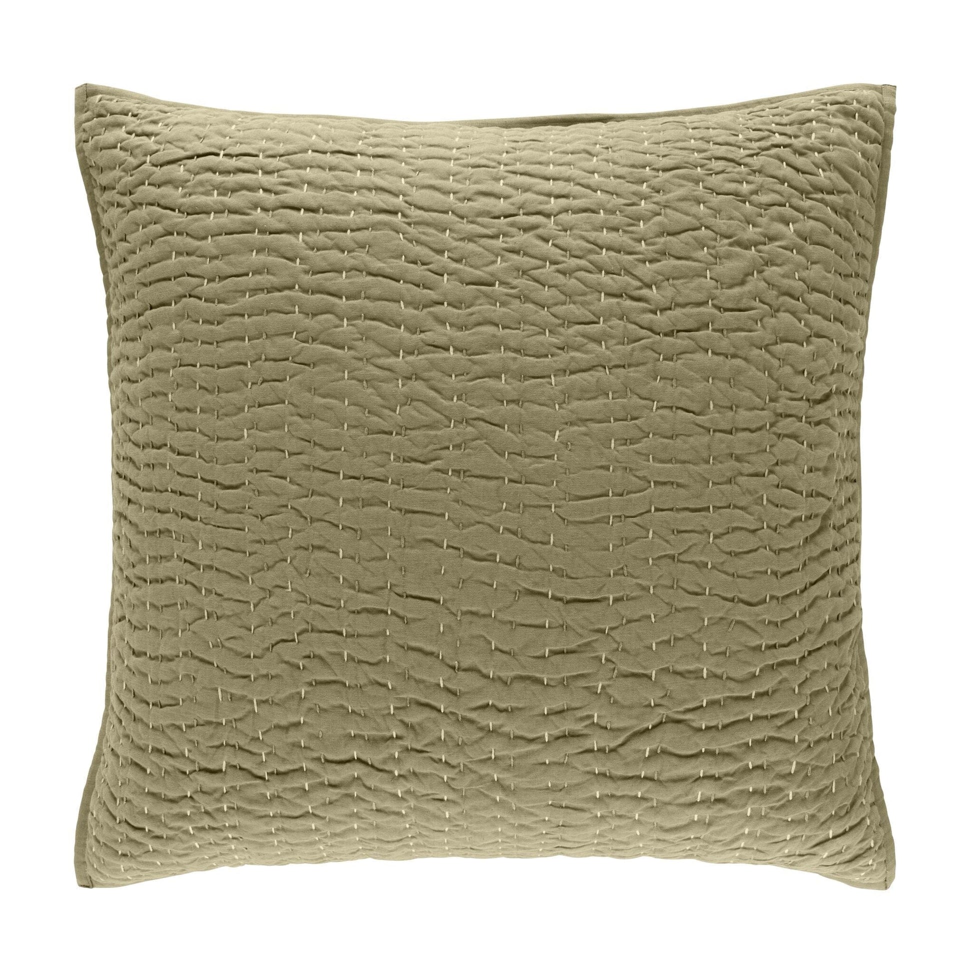 Deepali Kantha Olive Quilted Sham Quilted Sham 