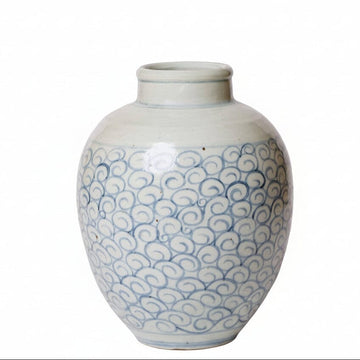 Delicate Curlicue Blue and White Porcelain Vase Vases, Planters & Jars 