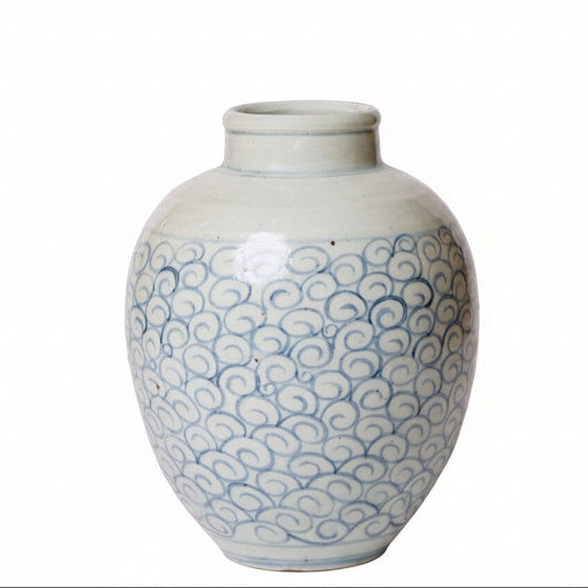 Delicate Curlicue Blue and White Porcelain Vase Vases, Planters & Jars 