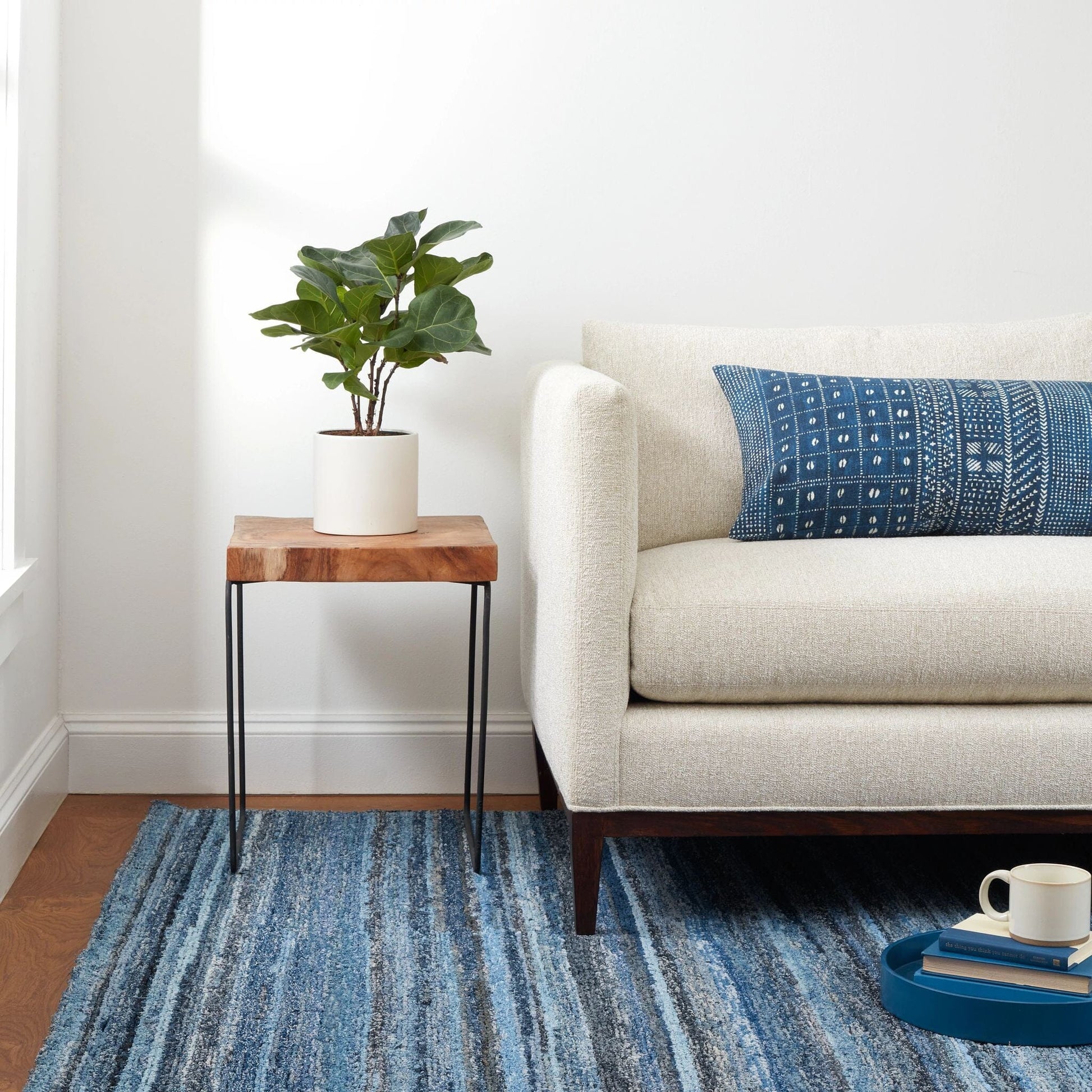 Denim Chindi Blue Hand Hooked Cotton Rug Rugs 