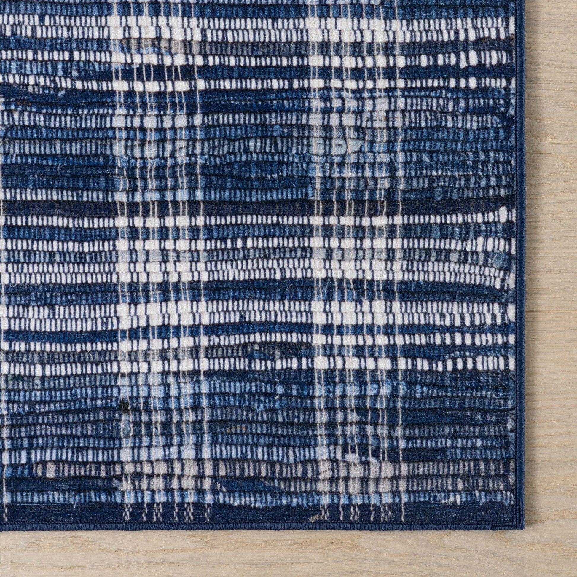 Denim Plaid Machine Washable Rug - Blue Rugs 