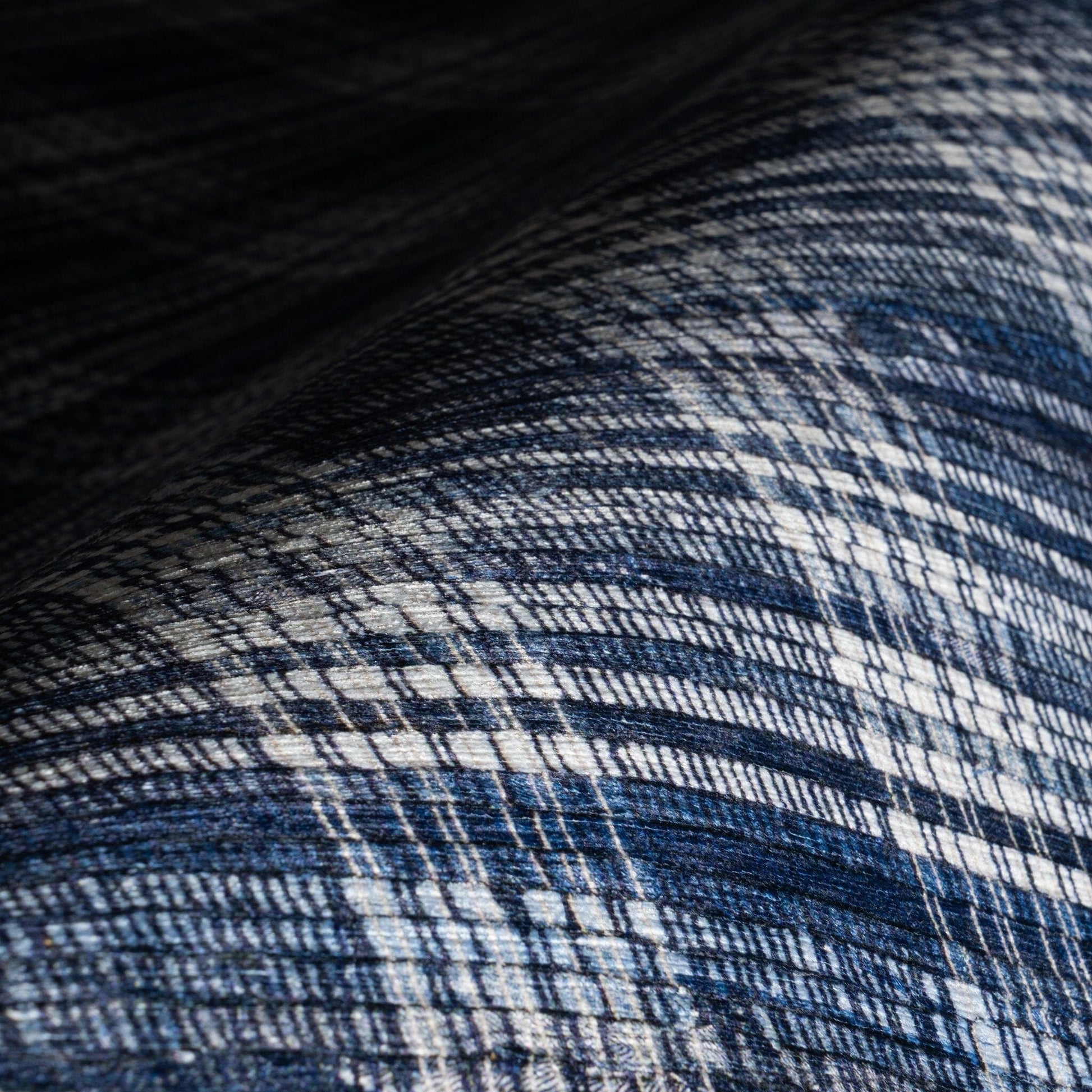 Denim Plaid Machine Washable Rug - Blue Rugs 