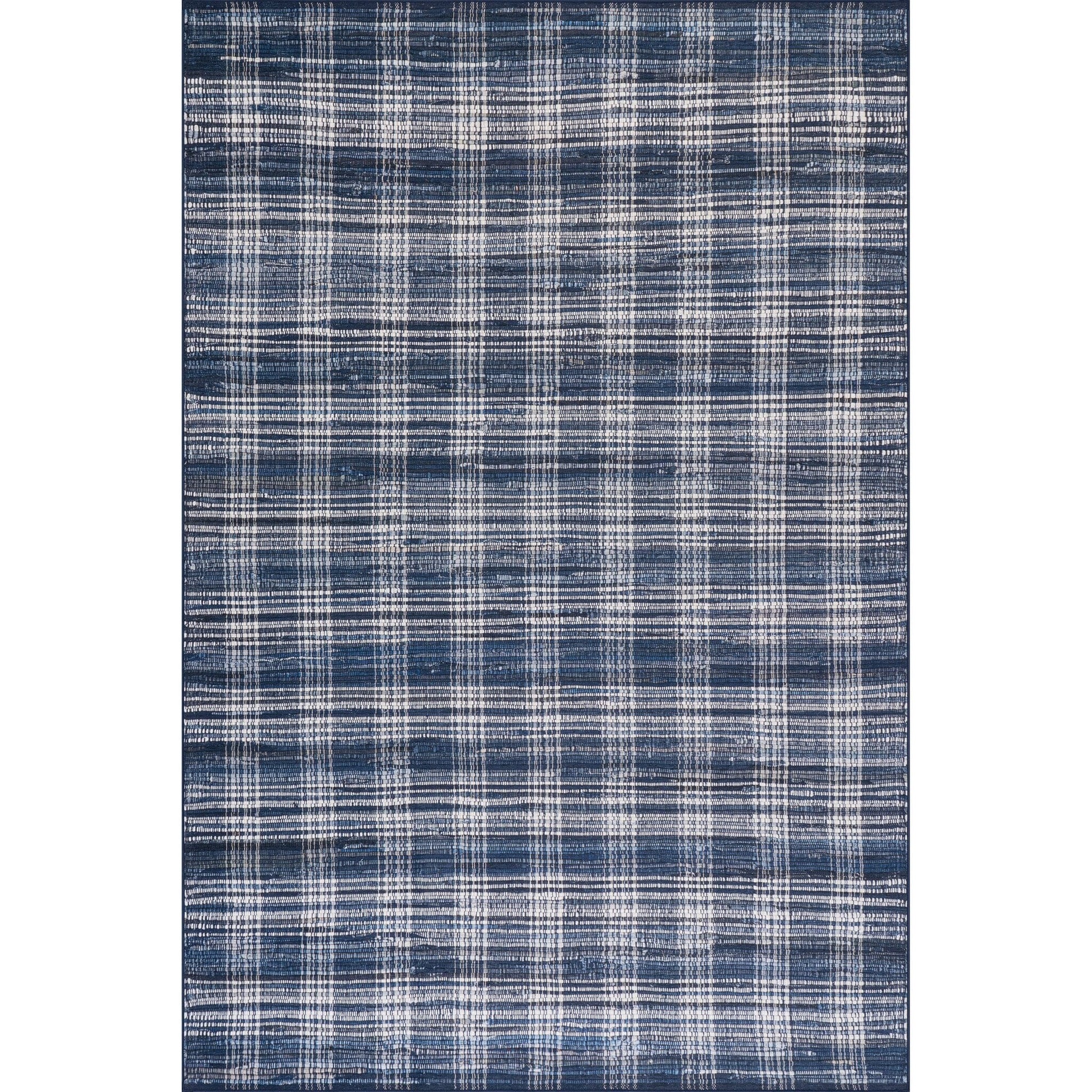 Denim Plaid Machine Washable Rug - Blue Rugs 