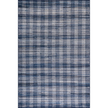 Denim Plaid Machine Washable Rug - Blue Rugs 