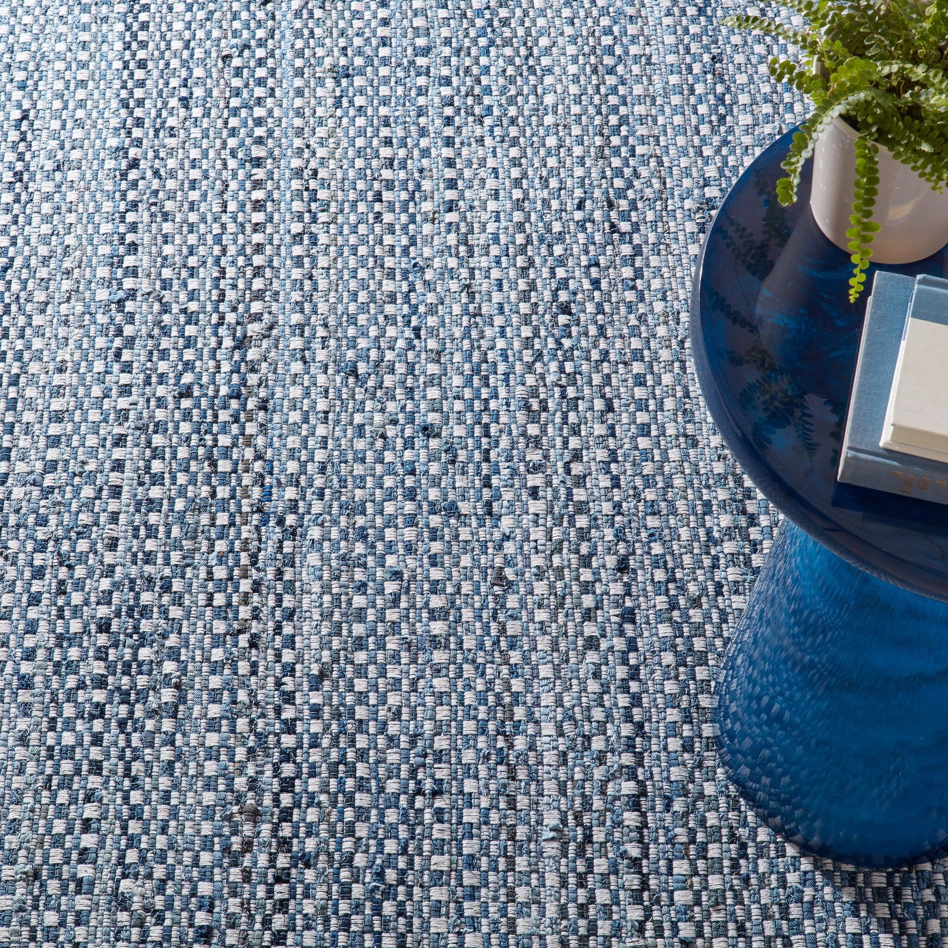 Denim Stone Blue Handwoven Cotton Rug Rugs 