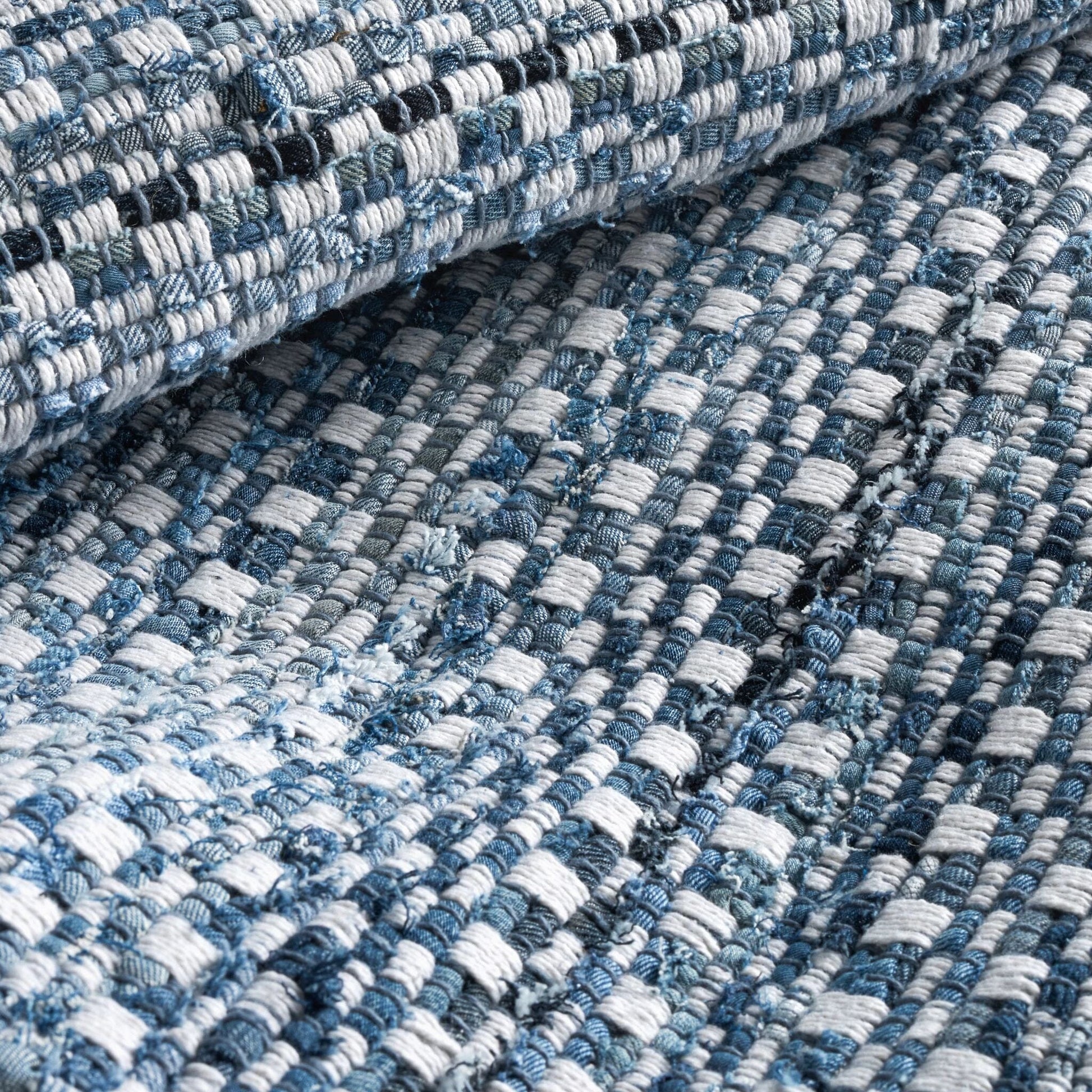 Denim Stone Blue Handwoven Cotton Rug Rugs 