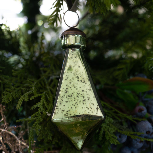 Diamond Gold Drop Ornament- Green Objects & Accents 