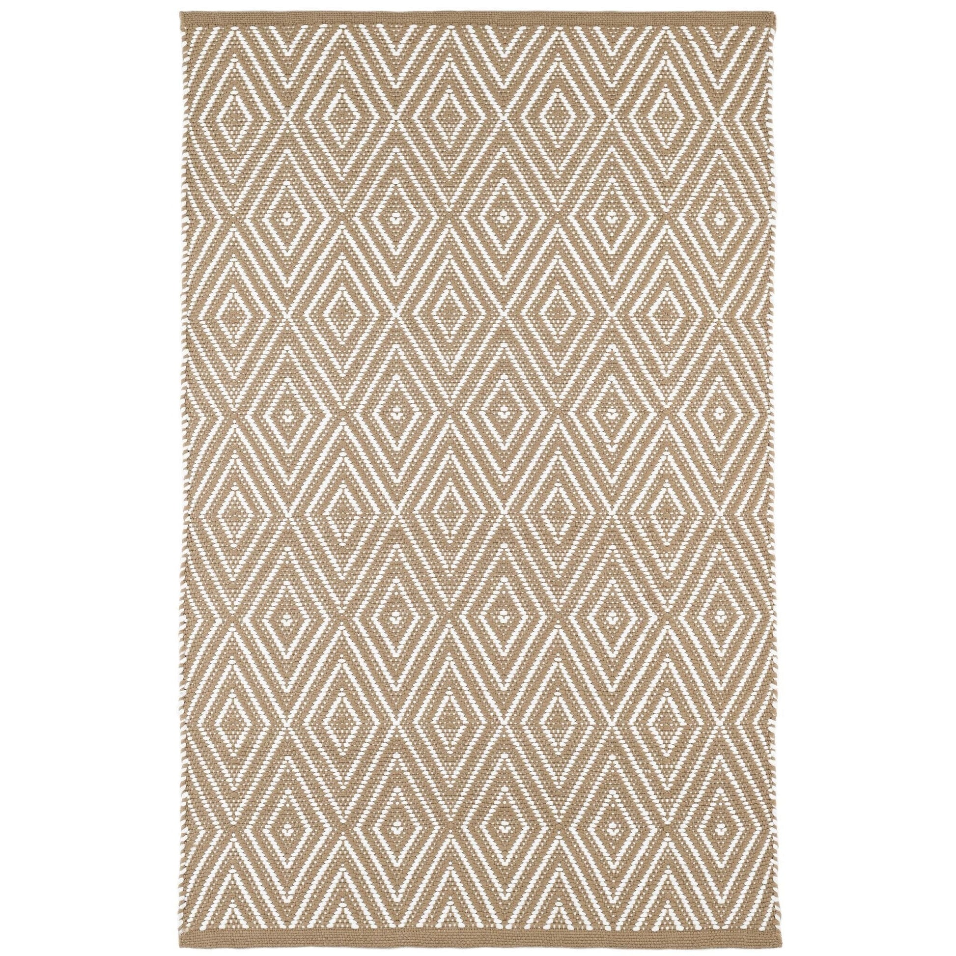Diamond Khaki/White Handwoven Indoor/Outdoor Rug Rugs 