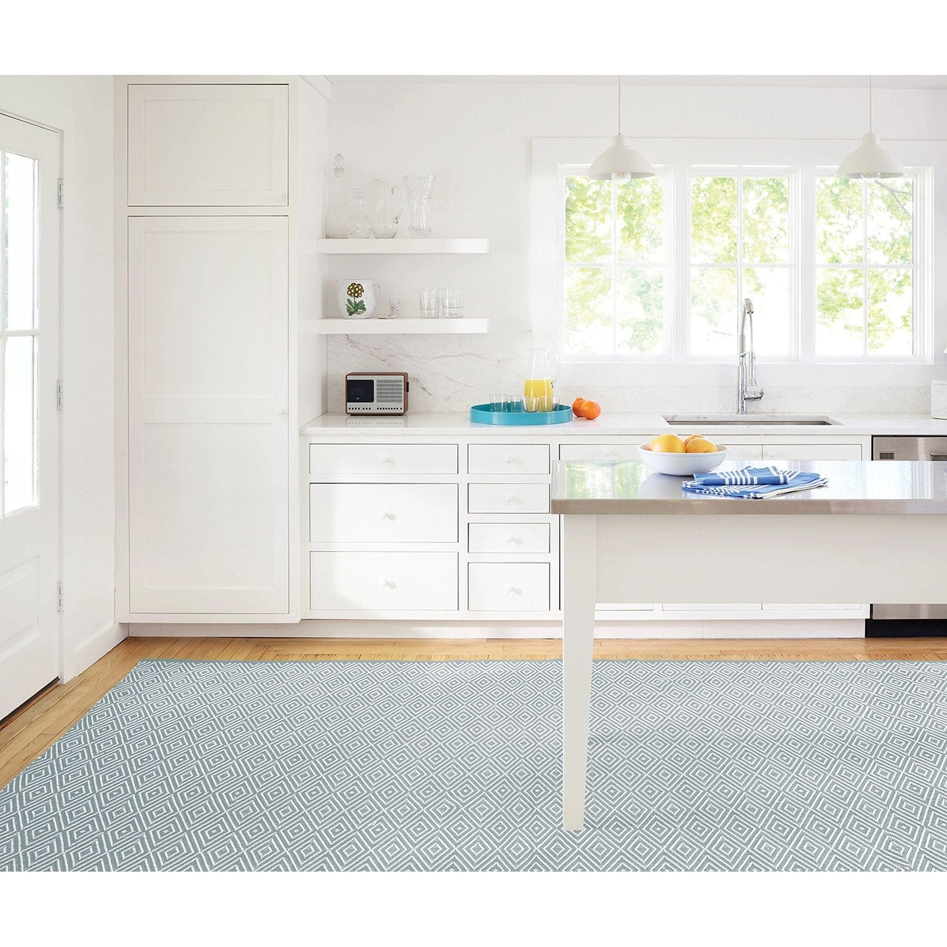Diamond Light Blue/Ivory Handwoven Indoor/Outdoor Rug Rugs 