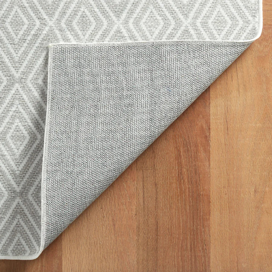 Diamond Platinum/White Machine Washable Rug WASHABLE 