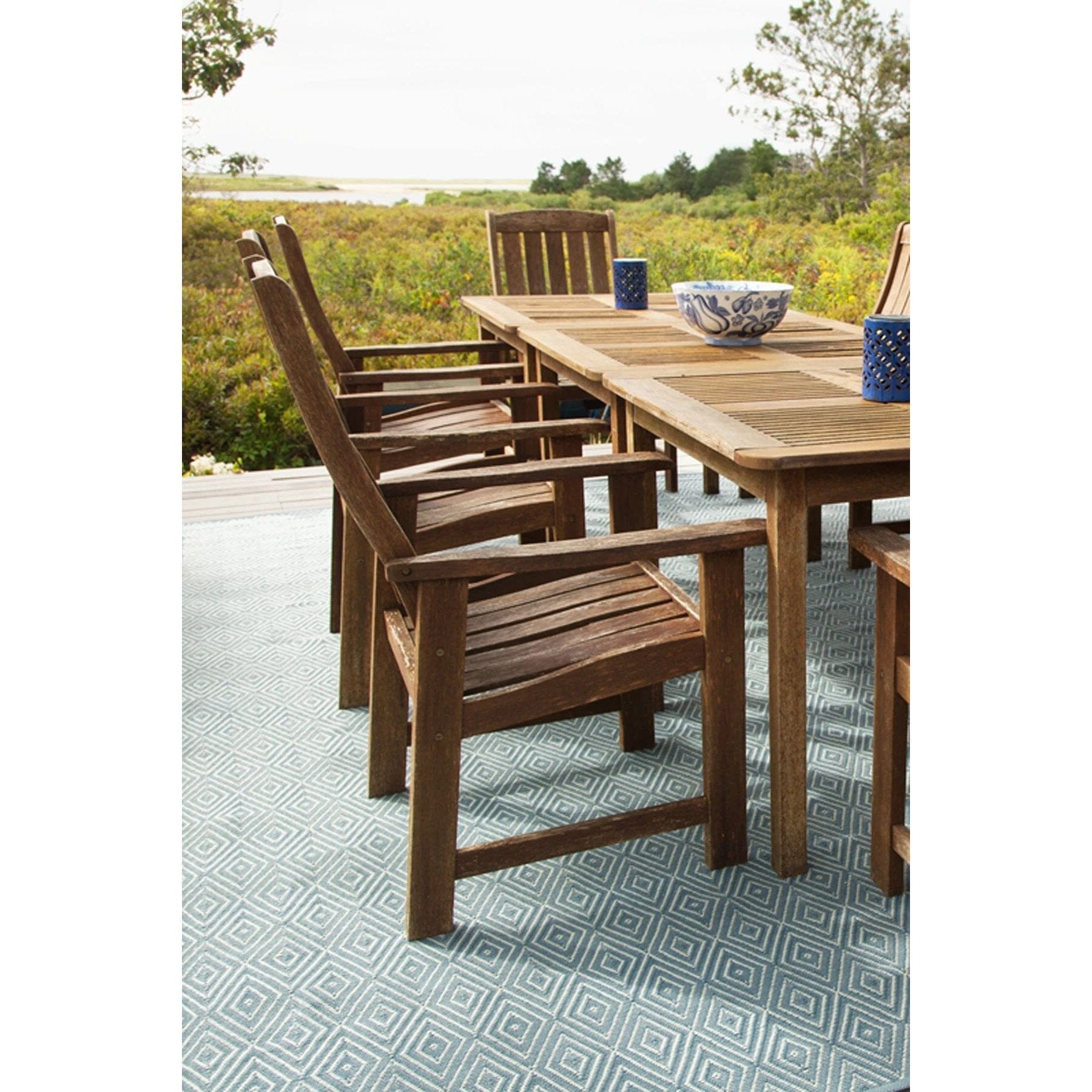 Diamond Slate/Light Blue Handwoven Indoor/Outdoor Rug Rugs 