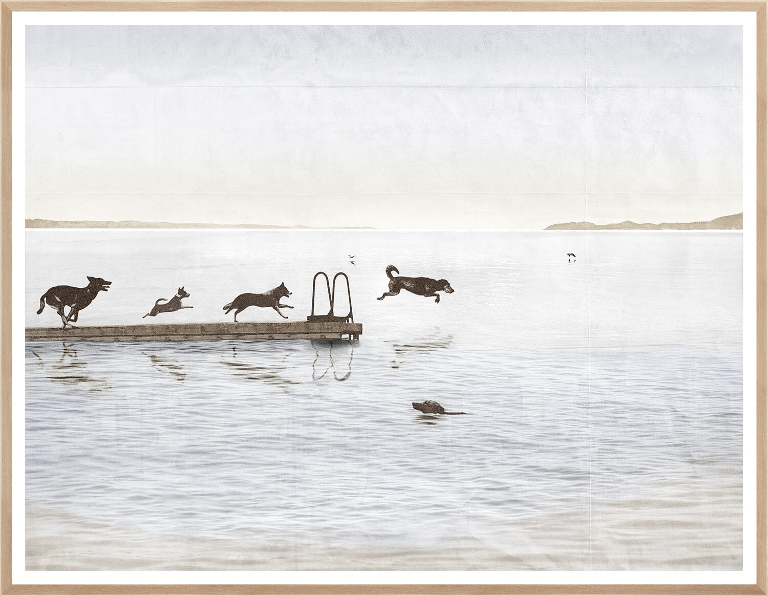 Dogs Day at the Cottage - Large Framed Art 