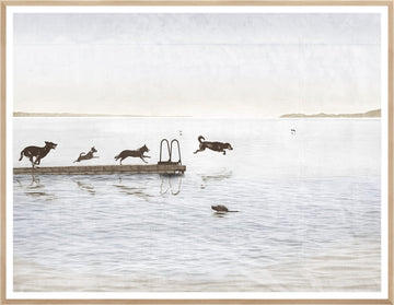 Dogs Day at the Cottage - Large Framed Art 